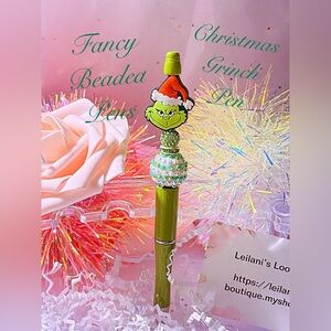 Fancy Grinch beaded pen fancy pens/Fancy Beaded Pens, Fancy pens, Acrylic beads,